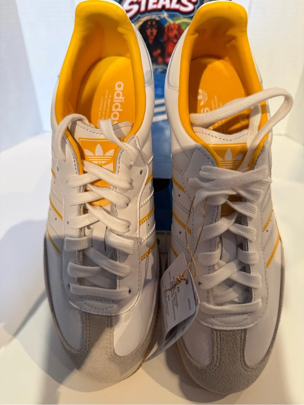 adidas Samba OG White with Yellow Trim and Gum Sole